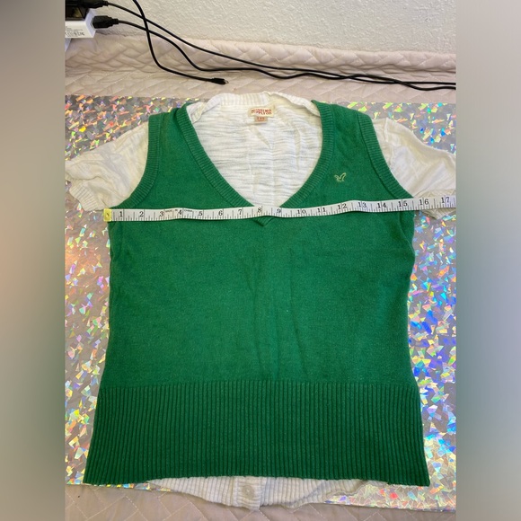 Vintage Y2K American Eagle Green Preppy Sweater Vest XS + Layering Cardigan XS - Picture 8 of 16